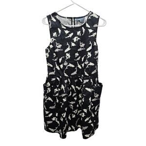 Mod Cloth Bold Notion Sharks Dress Fit Flare 100% Cotton Size XS 0 2